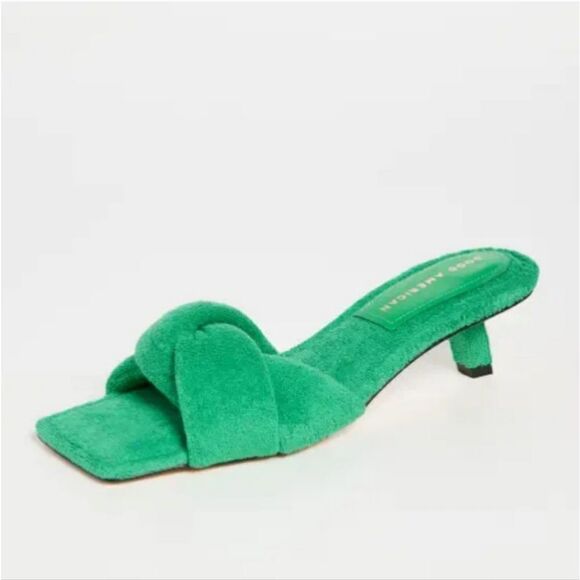 NIB Good American Terry Kickstand Mules Green Terry - Picture 6 of 9